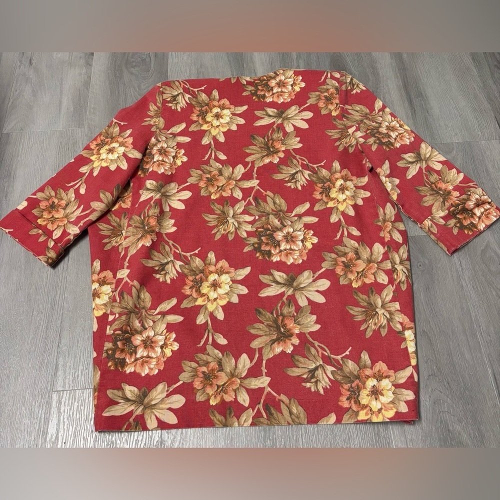 Lady Carol Petites Vintage Floral Boho Open Front Jacket 3/4 Sleeve Women’s - Picture 2 of 8